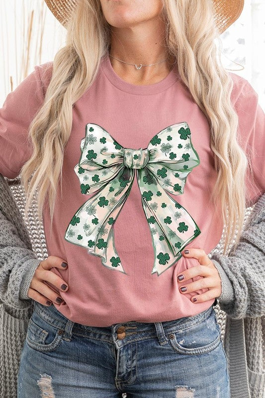 St Patrick's Day Coquette Bow Graphic Tee