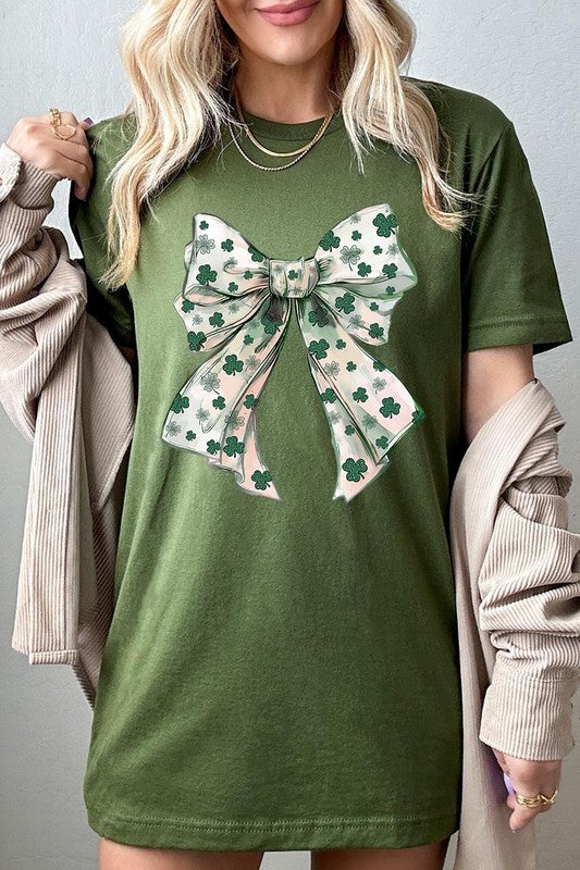 St Patrick's Day Coquette Bow Graphic Tee