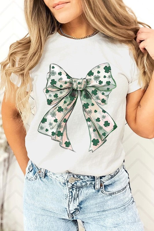 St Patrick's Day Coquette Bow Graphic Tee