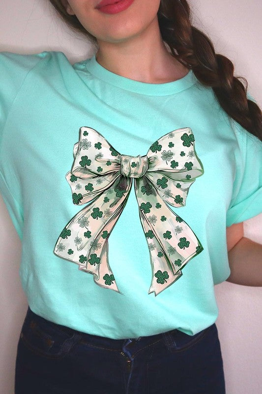 St Patrick's Day Coquette Bow Graphic Tee