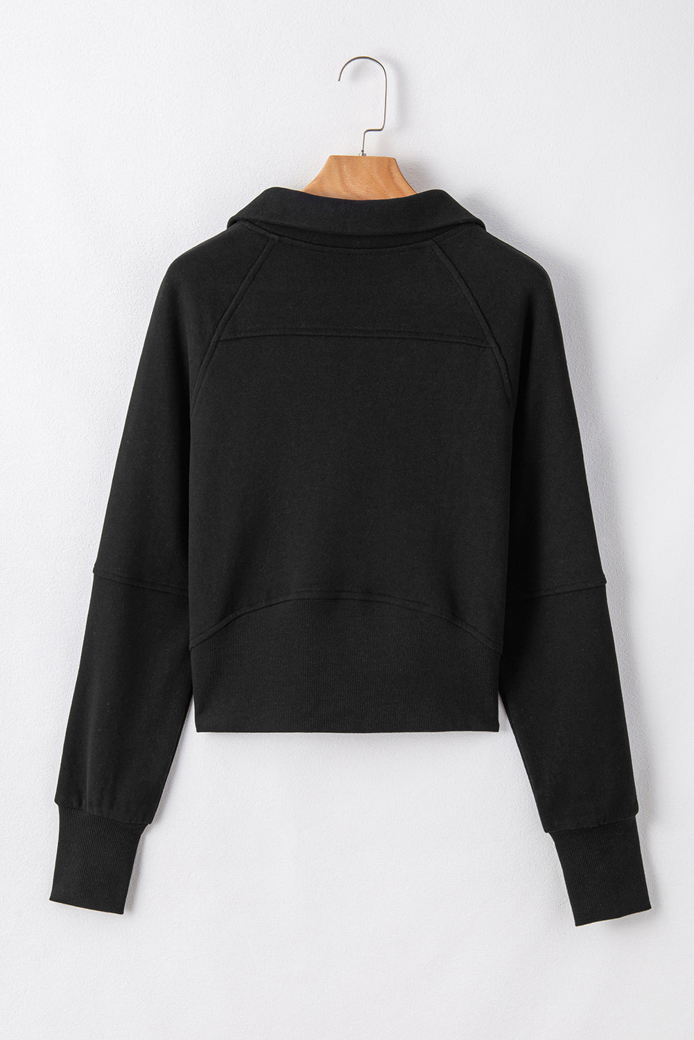 Brown Fleece Lined Zip Up Stand Collar Thumbhole Sleeve Sweatshirt