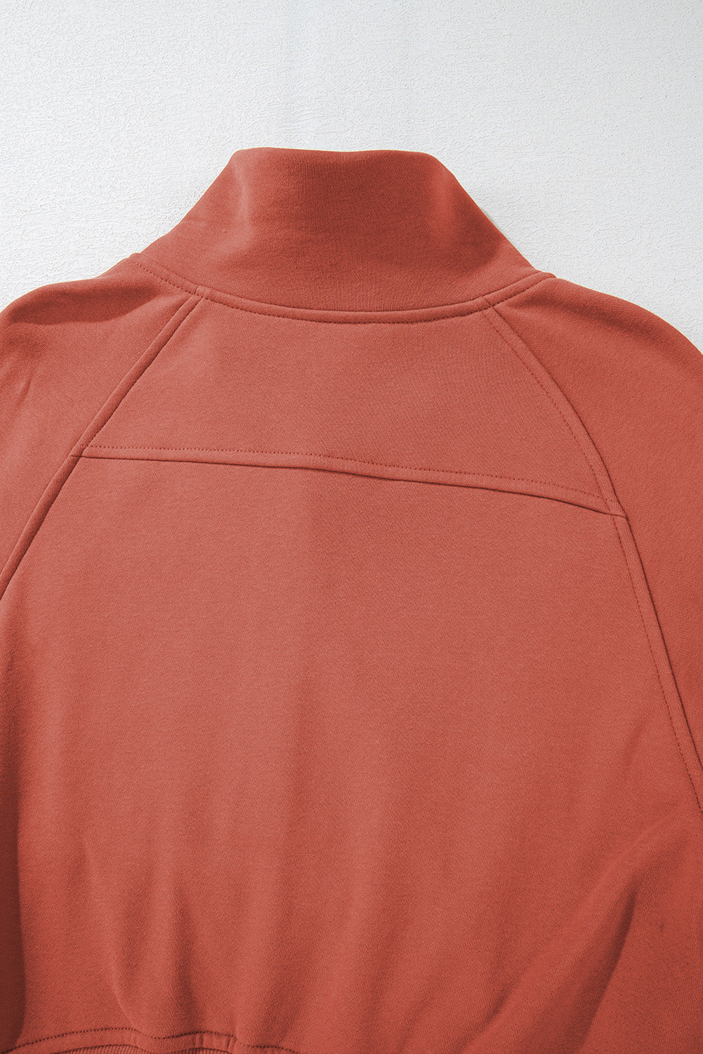 Brown Fleece Lined Zip Up Stand Collar Thumbhole Sleeve Sweatshirt