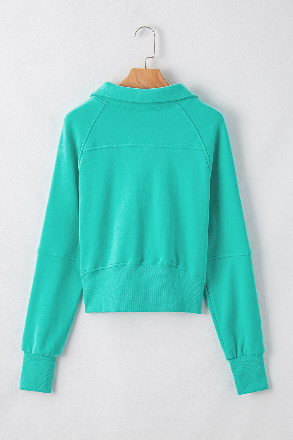 Brown Fleece Lined Zip Up Stand Collar Thumbhole Sleeve Sweatshirt