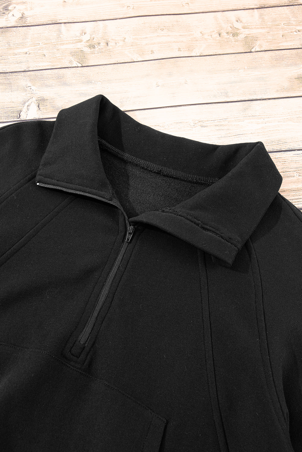 Brown Fleece Lined Zip Up Stand Collar Thumbhole Sleeve Sweatshirt