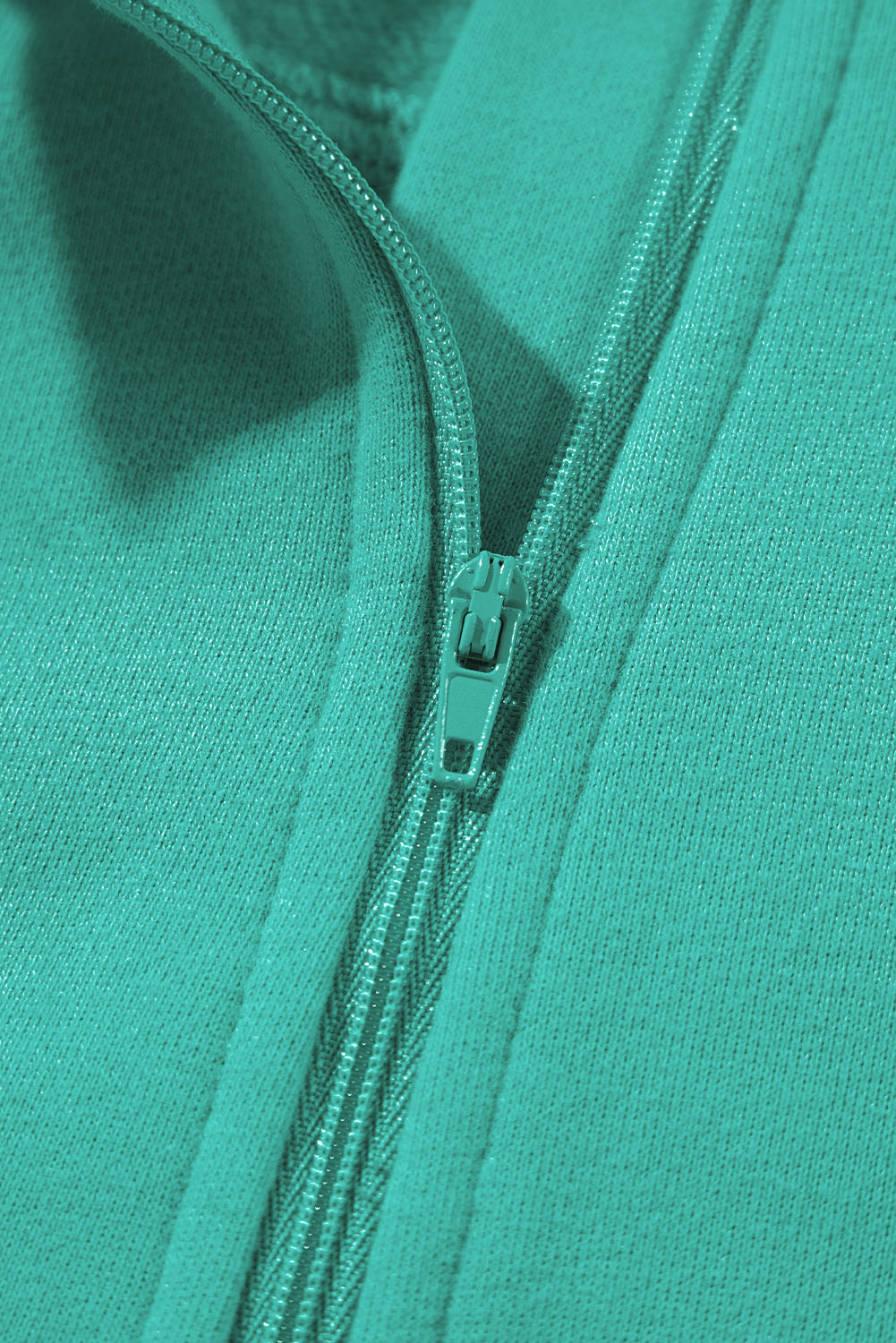 Brown Fleece Lined Zip Up Stand Collar Thumbhole Sleeve Sweatshirt