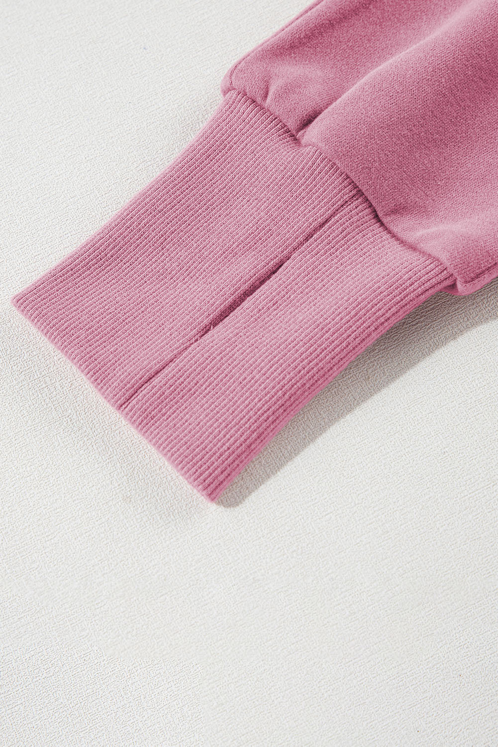 Bonbon Zip Up Stand Collar Ribbed Thumbhole Sleeve Sweatshirt