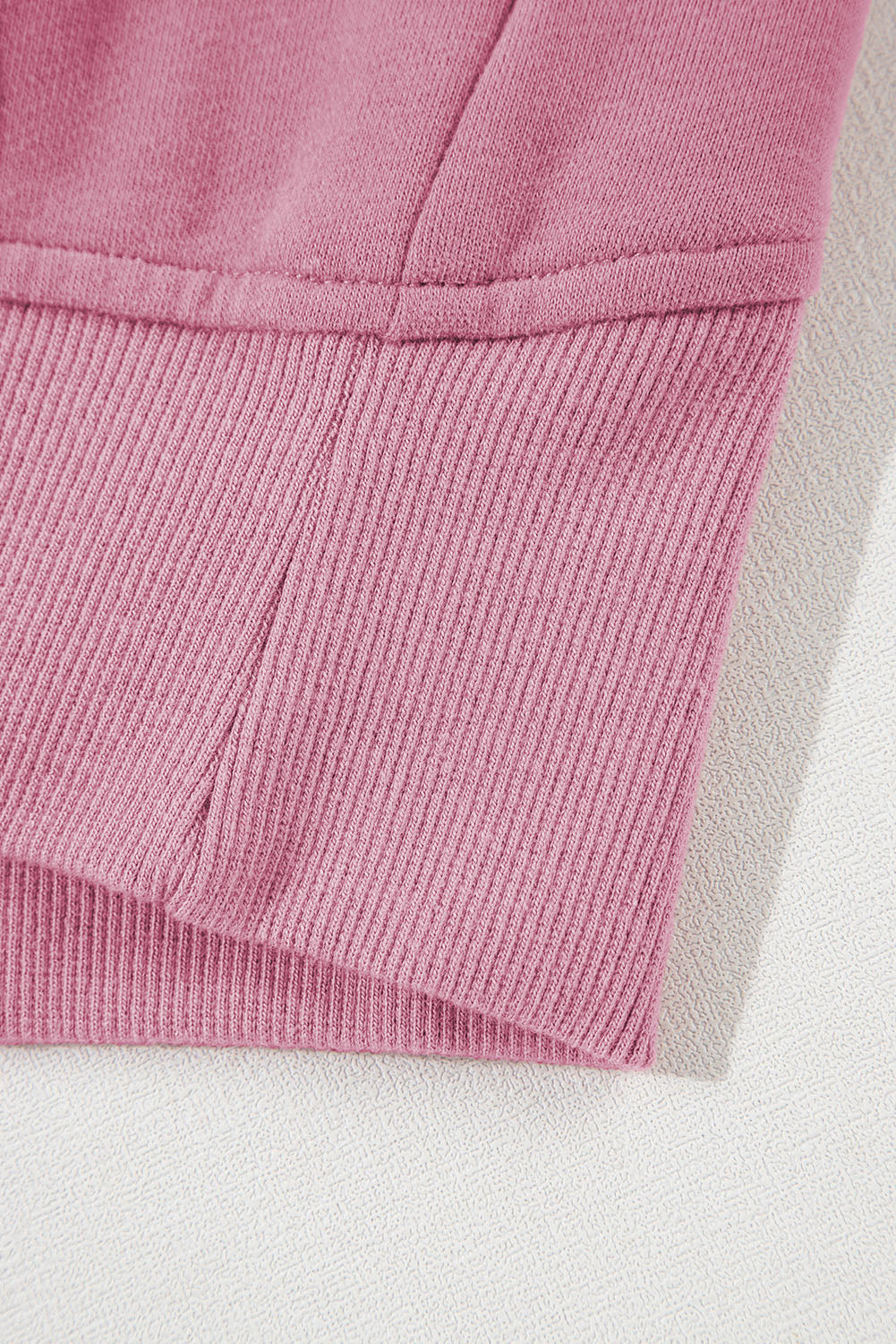 Bonbon Zip Up Stand Collar Ribbed Thumbhole Sleeve Sweatshirt