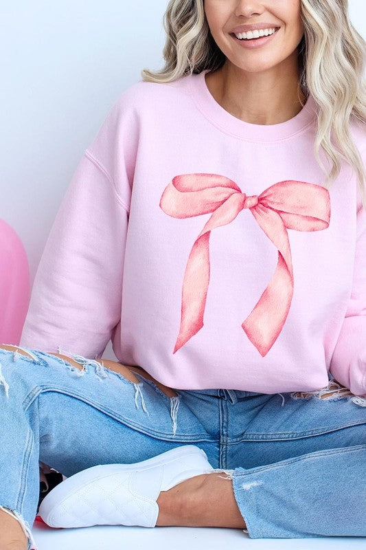 Pink Coquette Bow Graphic Plus Sweatshirt