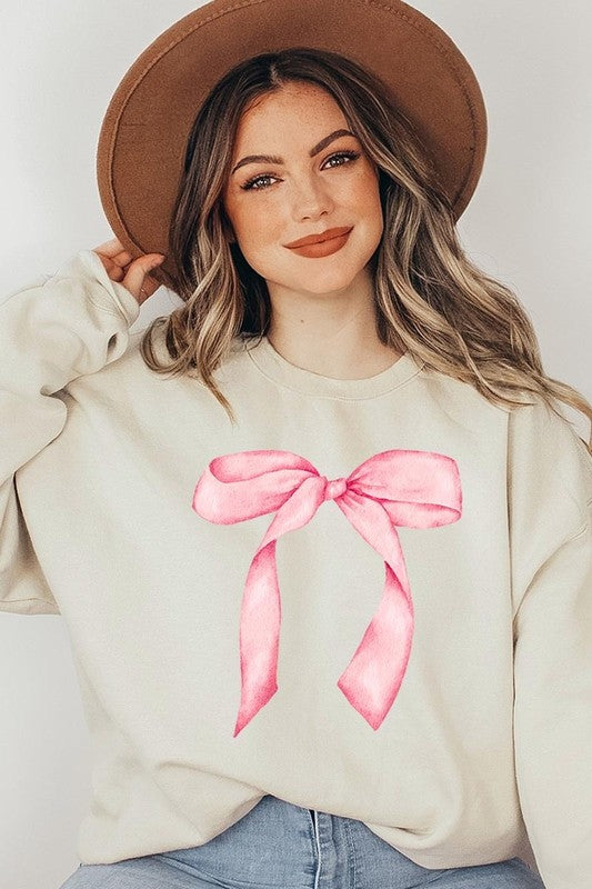 Pink Coquette Bow Graphic Plus Sweatshirt