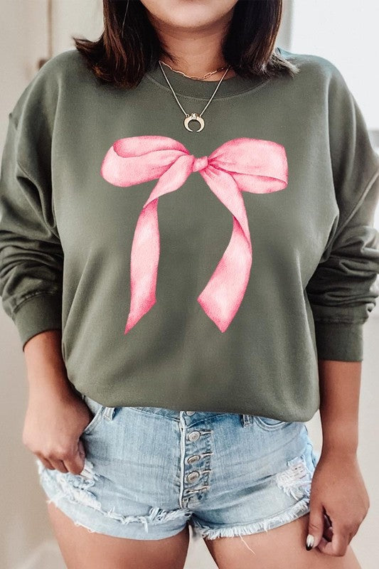 Pink Coquette Bow Graphic Plus Sweatshirt