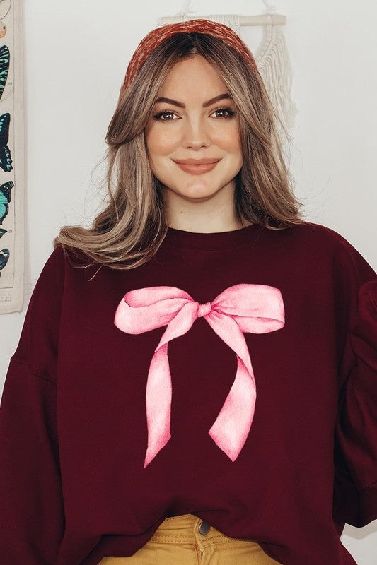 Pink Coquette Bow Graphic Plus Sweatshirt