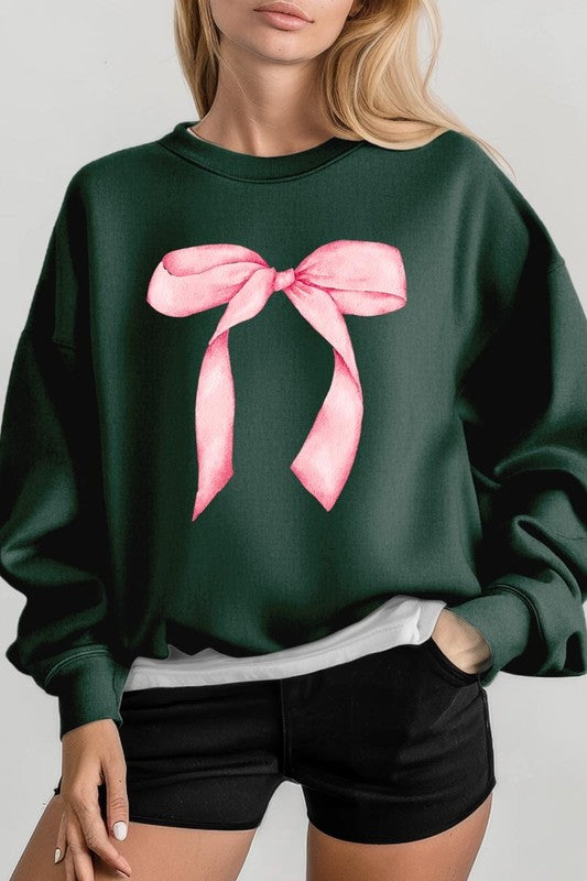 Pink Coquette Bow Graphic Plus Sweatshirt