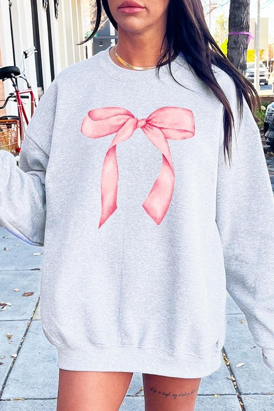 Pink Coquette Bow Graphic Plus Sweatshirt