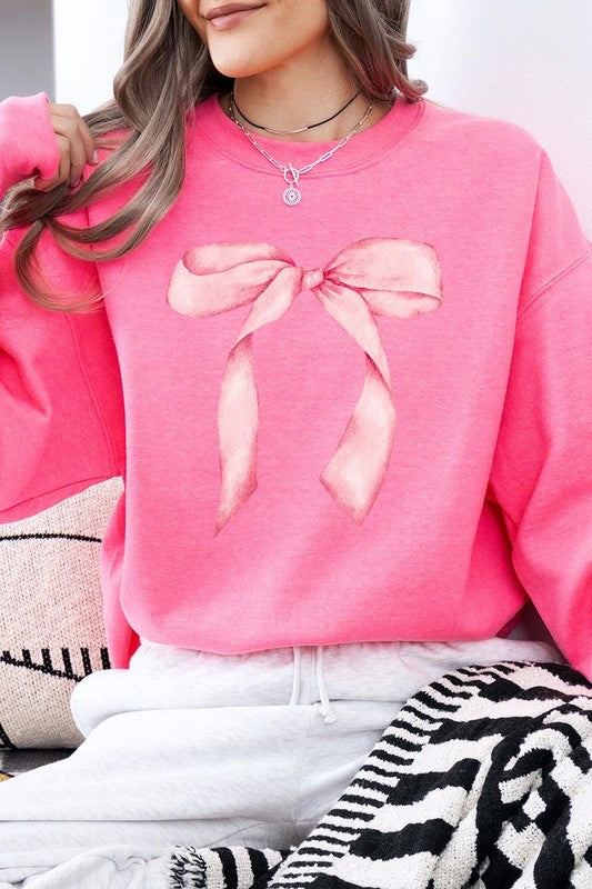 Pink Coquette Bow Graphic Plus Sweatshirt