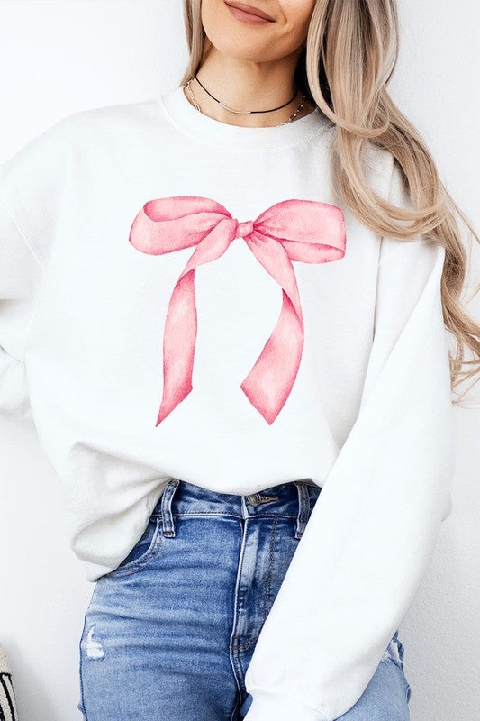 Pink Coquette Bow Graphic Plus Sweatshirt