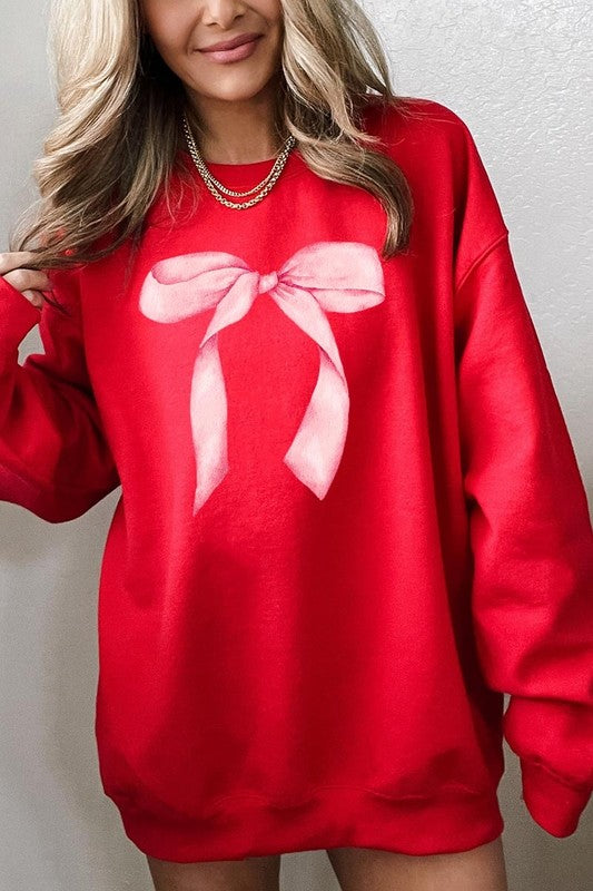 Pink Coquette Bow Graphic Plus Sweatshirt