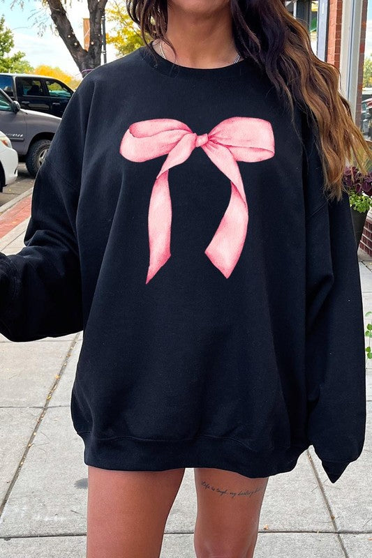 Pink Coquette Bow Graphic Plus Sweatshirt