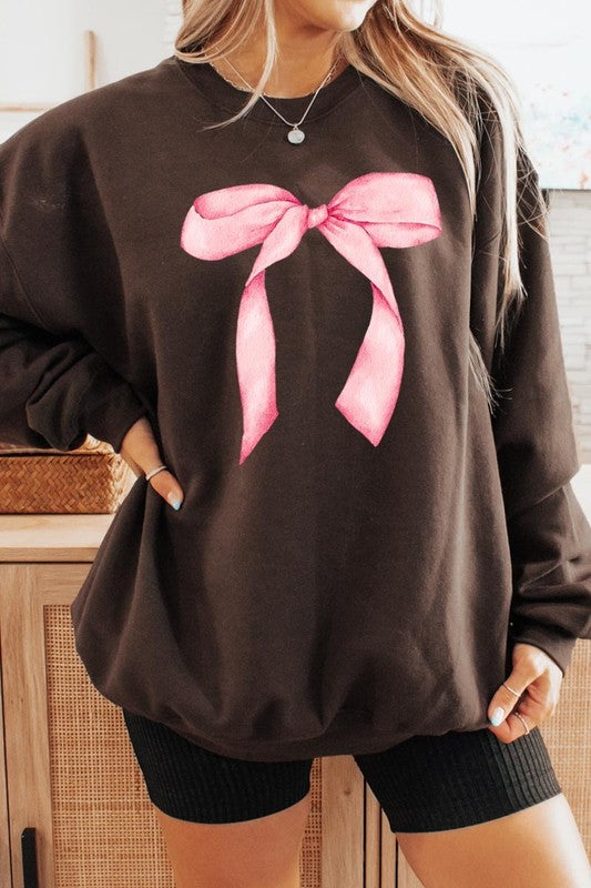 Pink Coquette Bow Graphic Plus Sweatshirt