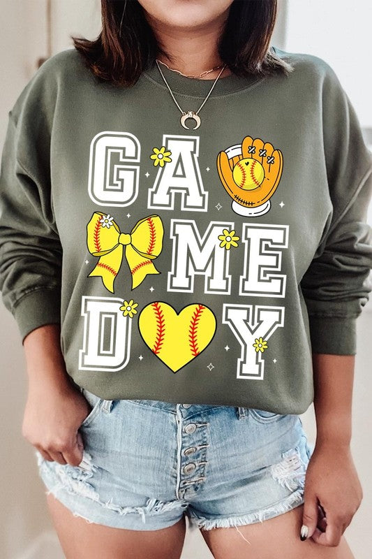 Softball Game Day Graphic Plus Sweatshirt