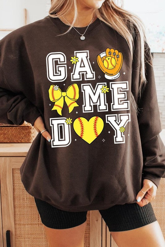 Softball Game Day Graphic Plus Sweatshirt