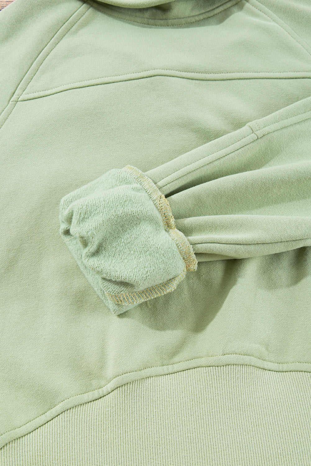 Brown Fleece Lined Zip Up Stand Collar Thumbhole Sleeve Sweatshirt