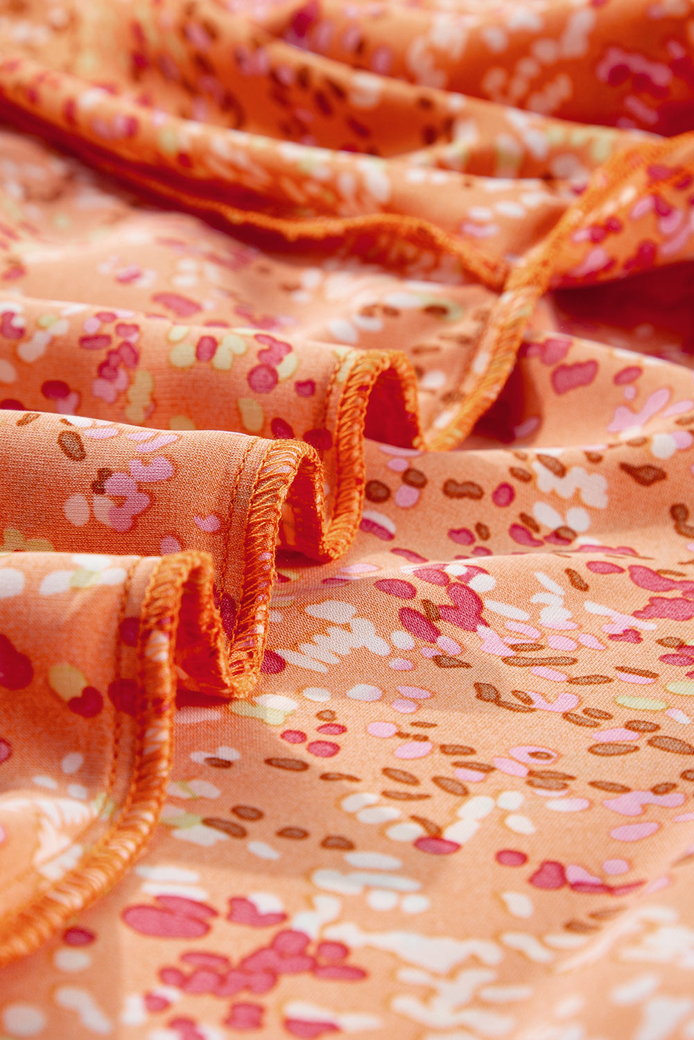 Bonbon Abstract Print Collared V Neck Babydoll Blouse