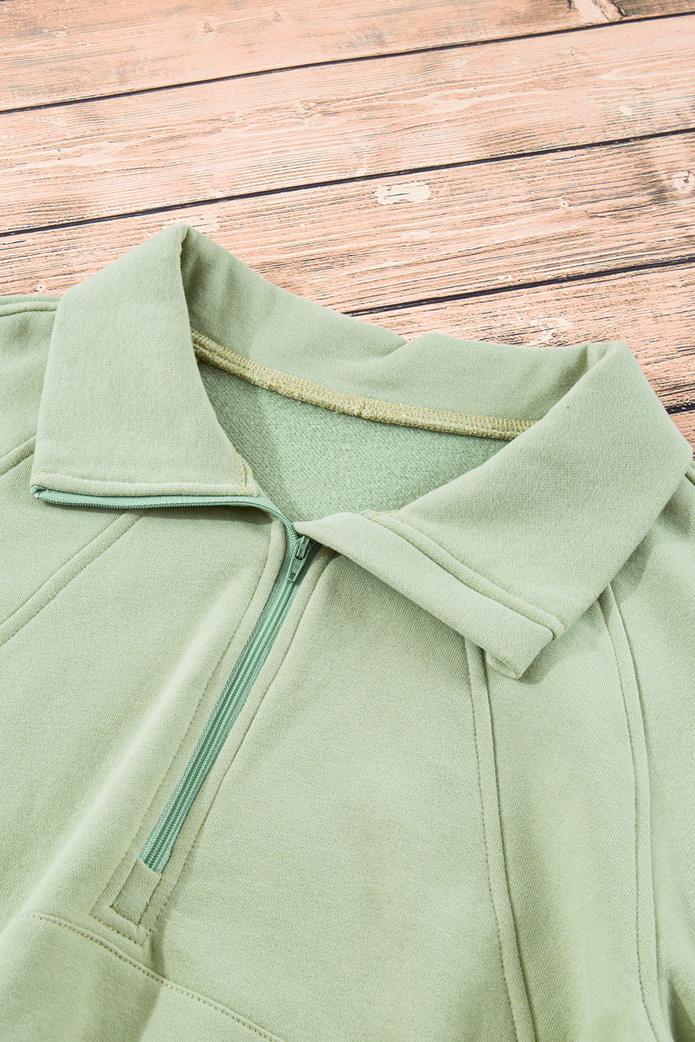 Brown Fleece Lined Zip Up Stand Collar Thumbhole Sleeve Sweatshirt