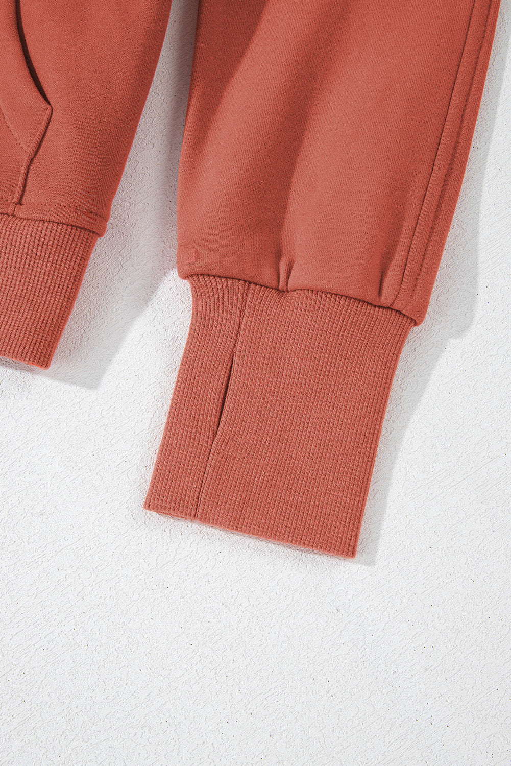 Brown Fleece Lined Zip Up Stand Collar Thumbhole Sleeve Sweatshirt