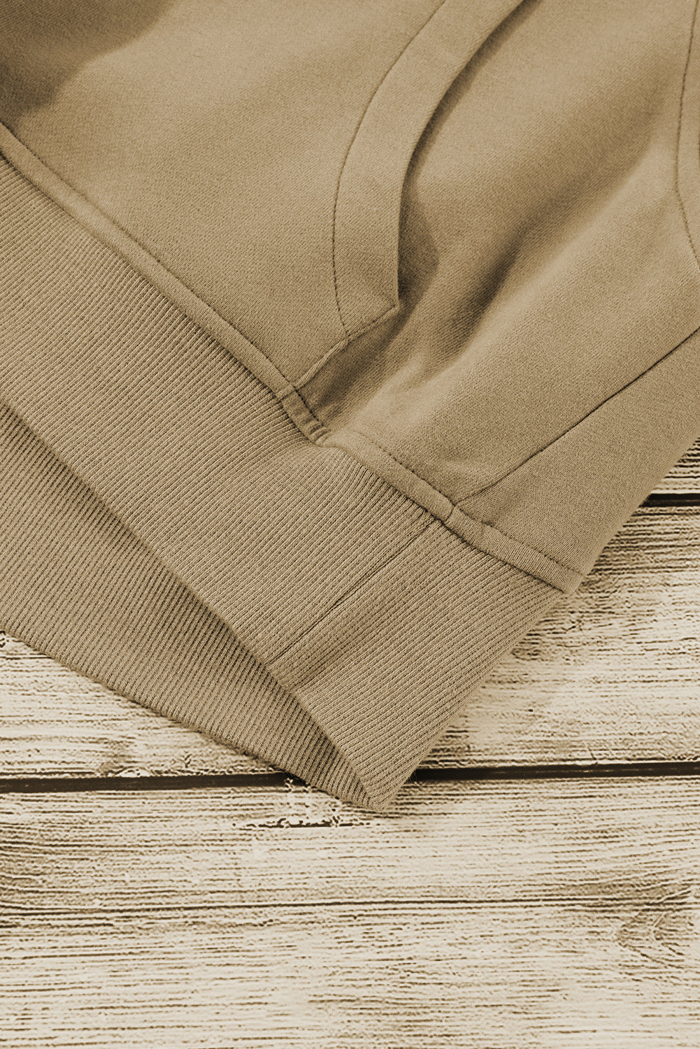 Brown Fleece Lined Zip Up Stand Collar Thumbhole Sleeve Sweatshirt