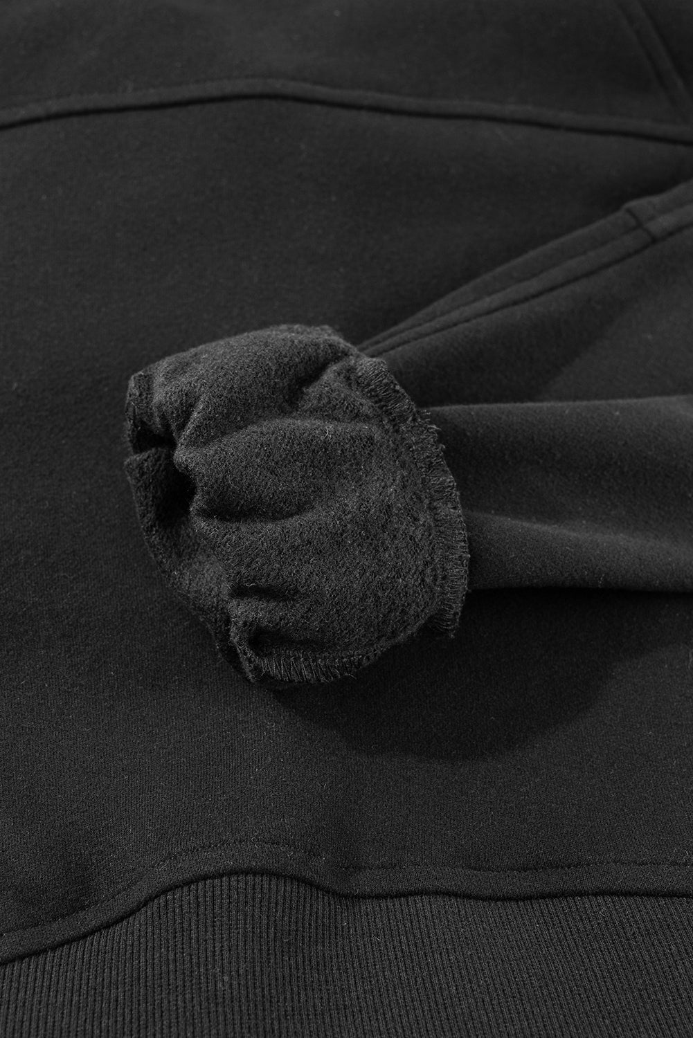 Brown Fleece Lined Zip Up Stand Collar Thumbhole Sleeve Sweatshirt