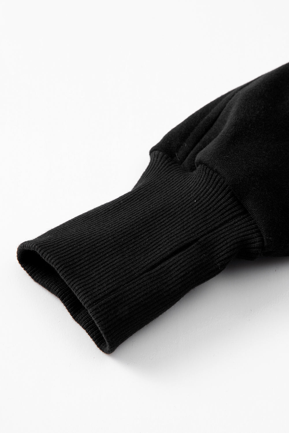 Bonbon Zip Up Stand Collar Ribbed Thumbhole Sleeve Sweatshirt
