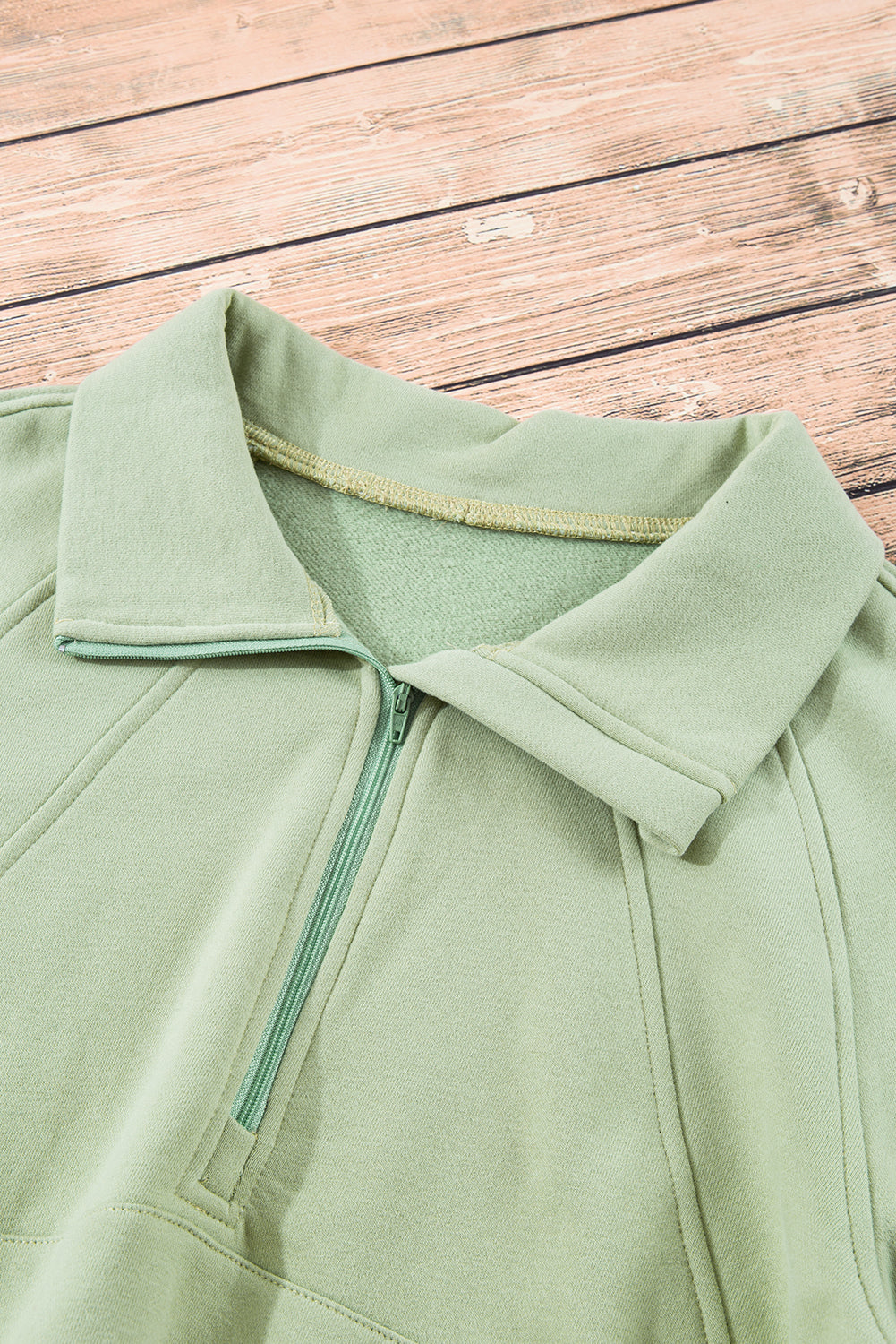 Brown Fleece Lined Zip Up Stand Collar Thumbhole Sleeve Sweatshirt