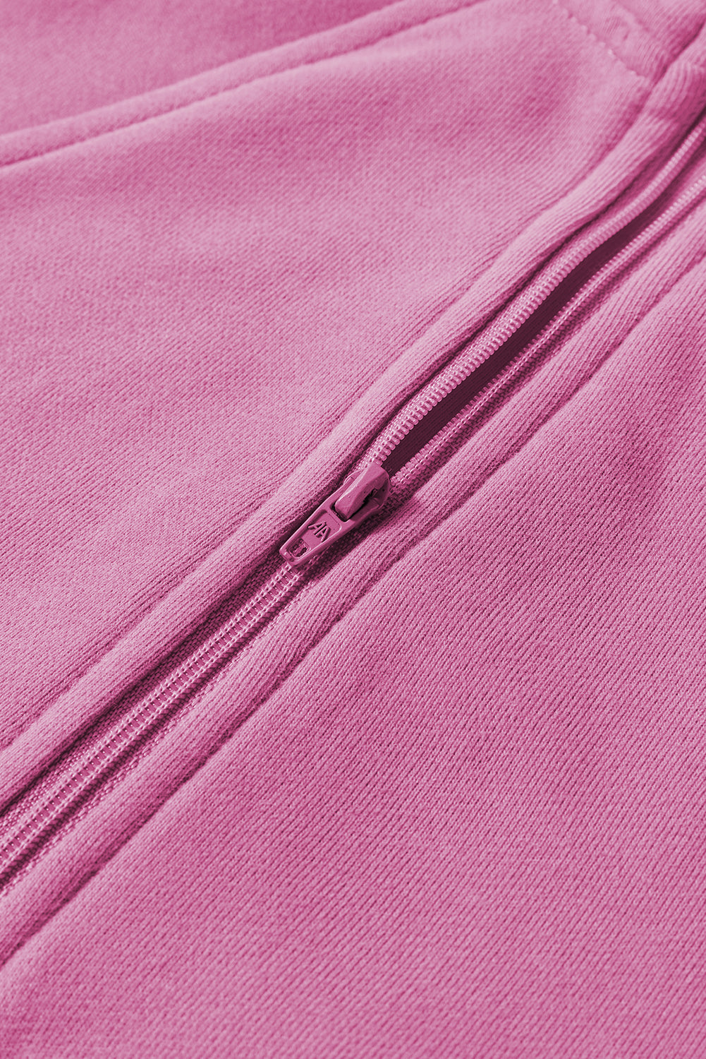 Bonbon Zip Up Stand Collar Ribbed Thumbhole Sleeve Sweatshirt