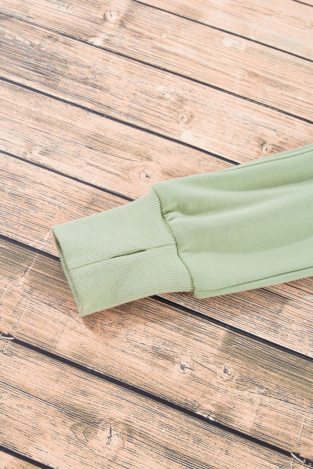 Brown Fleece Lined Zip Up Stand Collar Thumbhole Sleeve Sweatshirt