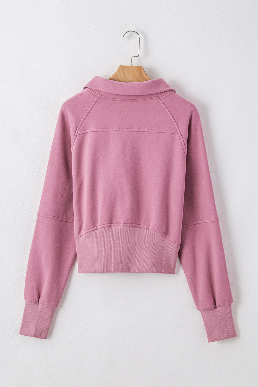 Brown Fleece Lined Zip Up Stand Collar Thumbhole Sleeve Sweatshirt